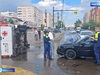 Автомобиль скорой помощи перевернулся на бок после аварии в Иванове
