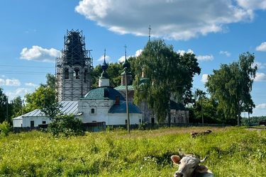 Побитая молнией колокольня Спасо-Кукоцкого монастыря в Гавпосадском районе готова к реставрации