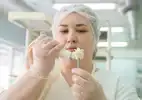 Кондитер создает новые виды сладких десертов и их украшение.