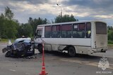 Легковушка и автобус столкнулись в Ивановском районе