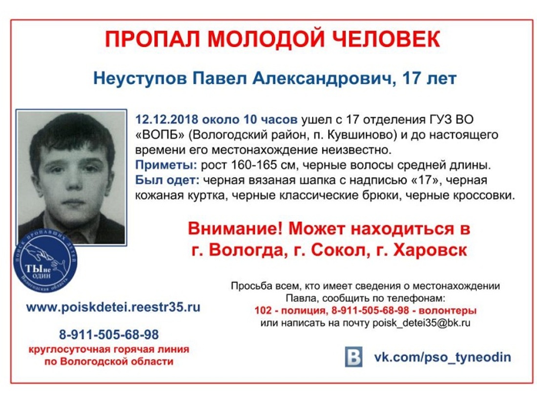 Сбежавший из вологодской психбольницы подросток найден