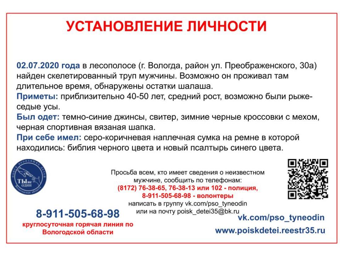 В Вологде устанавливают личность погибшего мужчины