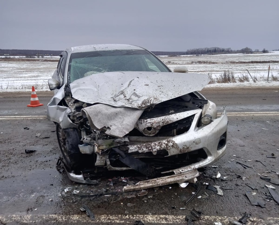 6 человек, в том числе 2 детей, пострадали в лобовой аварии под Вологдой