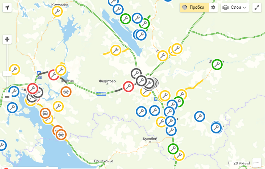 Карта с ремонтами дорог