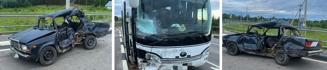 Пассажирский автобус столкнулся с ВАЗом под Вытегрой: есть погибший