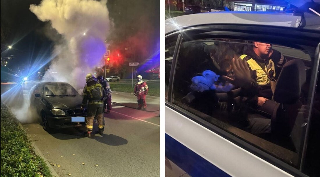 Осеннее обострение: пассажирка подожгла автомобиль после задержания водителя-лихача в Вологде