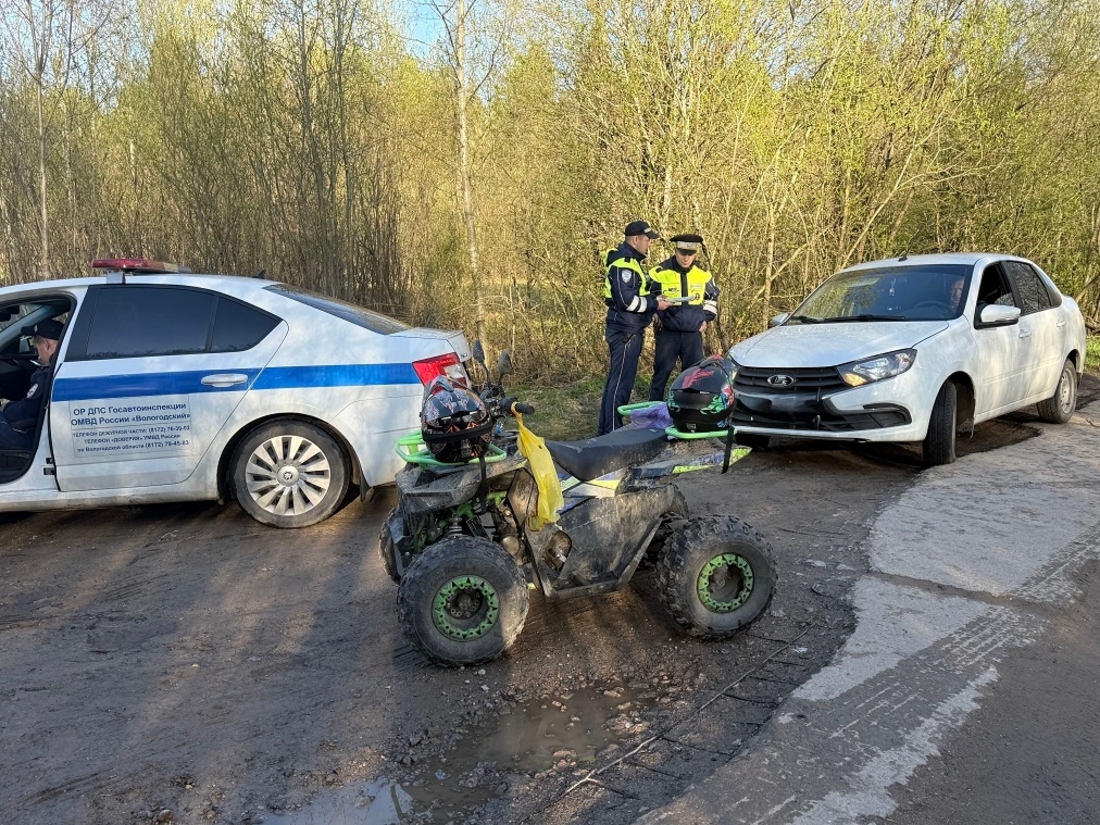 8-летнего мальчика за рулём квадроцикла остановили госавтоинспекторы в Вологодском округе