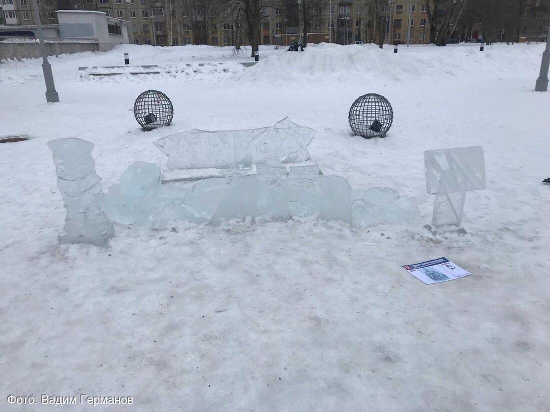 Полиция задержала предполагаемых вандалов, разгромивших ледовые скульптуры в Череповце