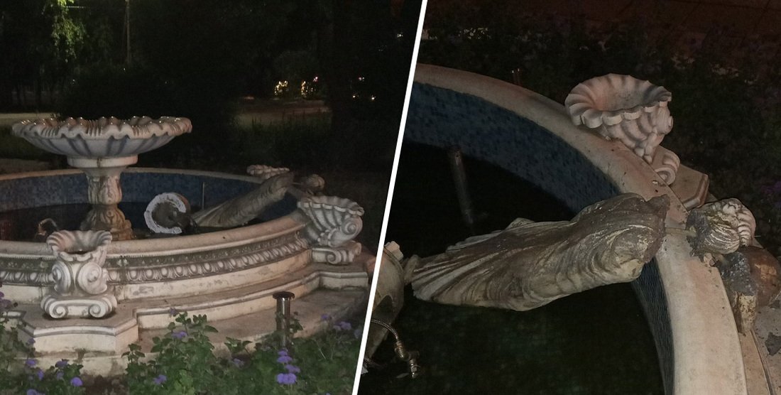 Полиция установила вандала, сломавшего центральный фонтан в Шексне