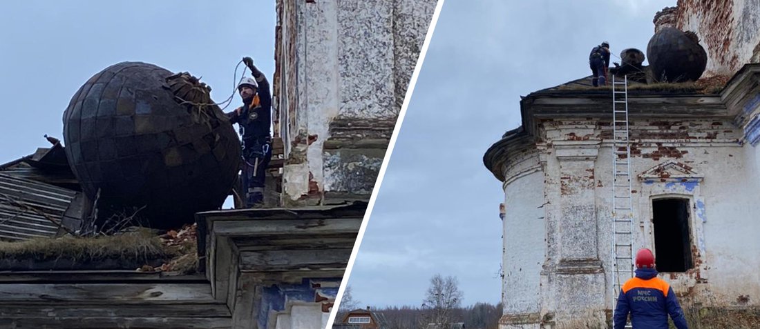С заброшенной церкви под Вытегрой едва не рухнули купола