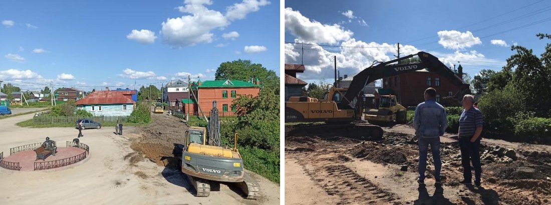 Строители приступили к ремонту Исторической площади в селе Устье