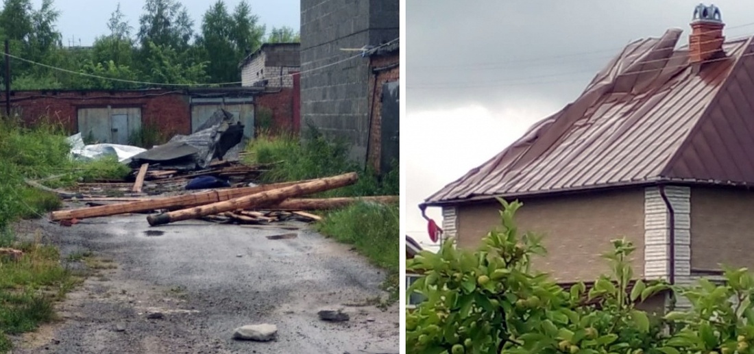 Смерч сорвал крыши с нескольких гаражей и домов под Вологдой