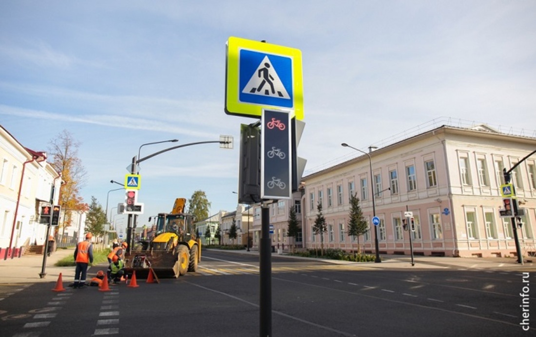 Первые светофоры для велосипедистов установили в Череповце