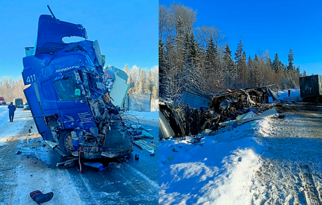 Два грузовика столкнулись под Вытегрой: есть погибшие